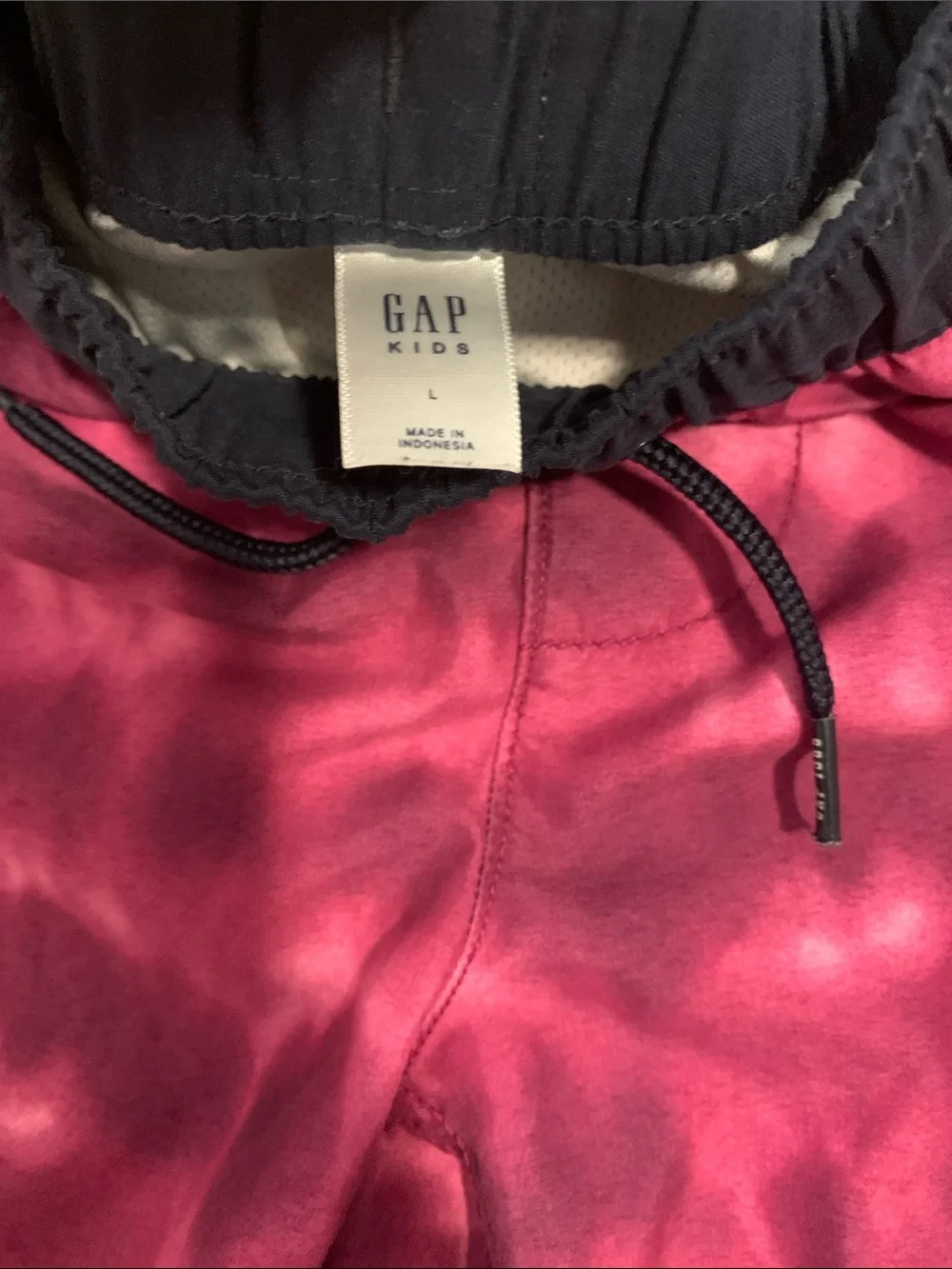 GAP Kids Pink Tie-Dye Elastic Waist Swim Shorts with Navy Waistband Size Large